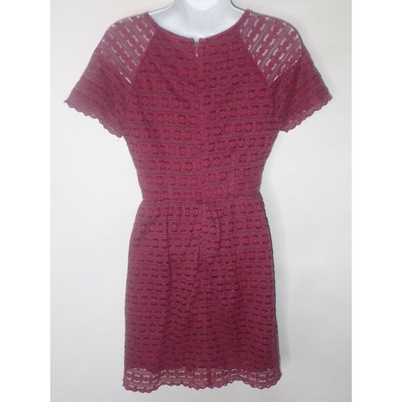 Free People Henna burgundy dress Women 2 Lace overlay‎ short Sleeve Party - Picture 6 of 8